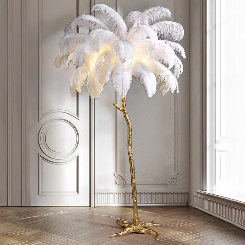 Strutsefjær Gulvlampe detalj